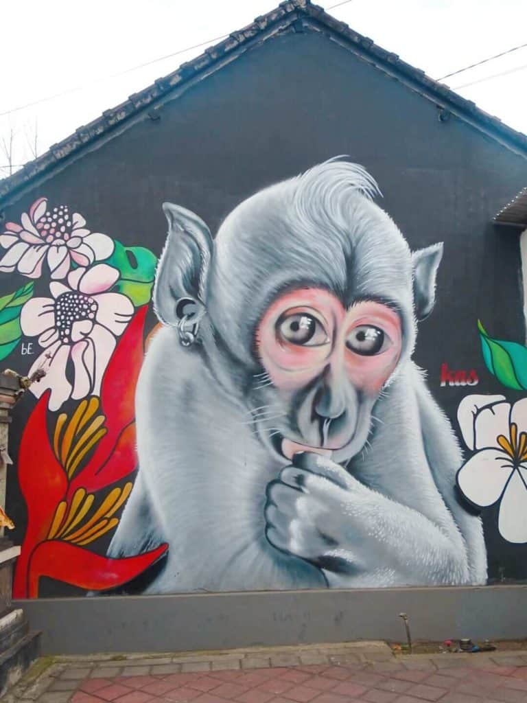 Monkey street art Canggu