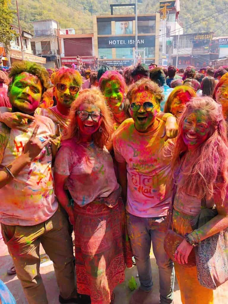Group celebrating holi festival in India