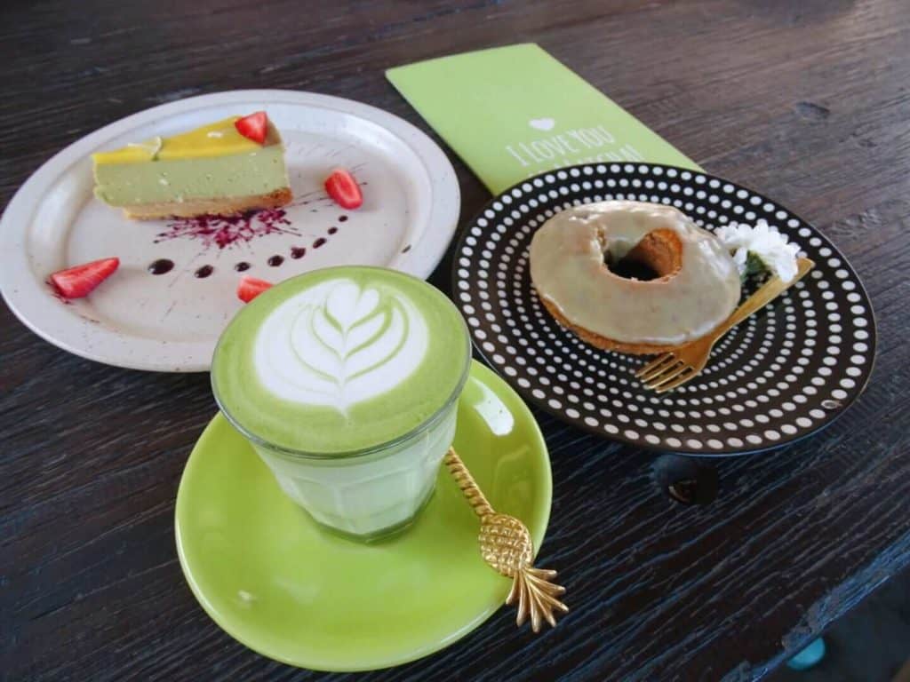 Matcha cake and coffee at Matcha Cafe