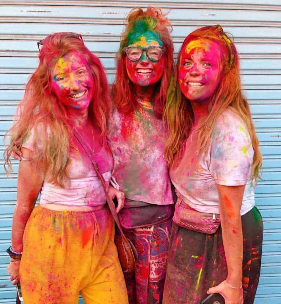 Girls at Holi festival India