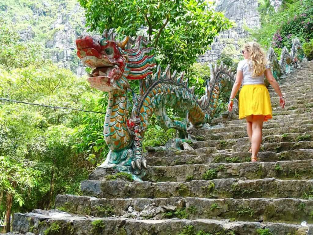 Dragon statue Mau Caves day trip to ninh binh