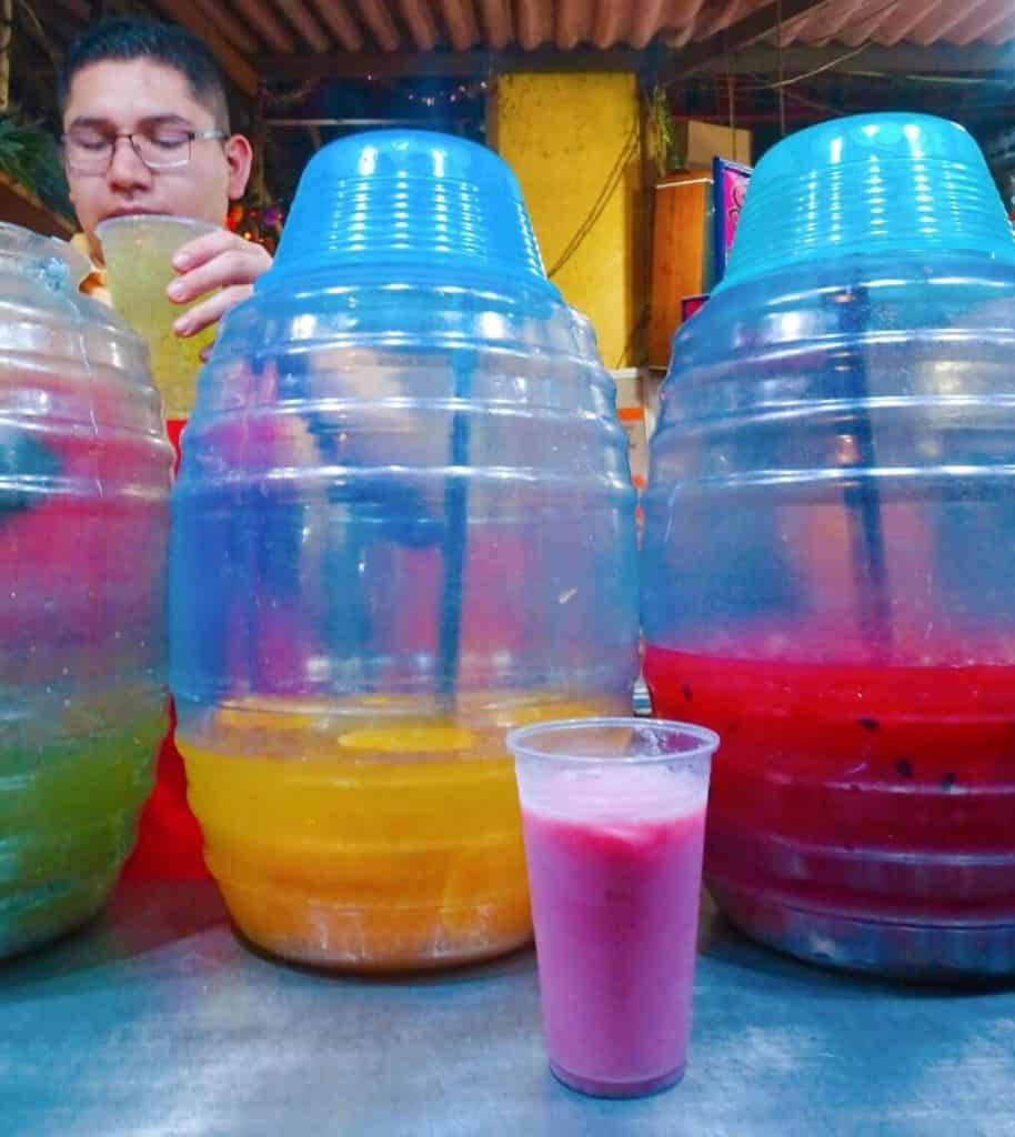 Agua frescas Tepotzlan food market 