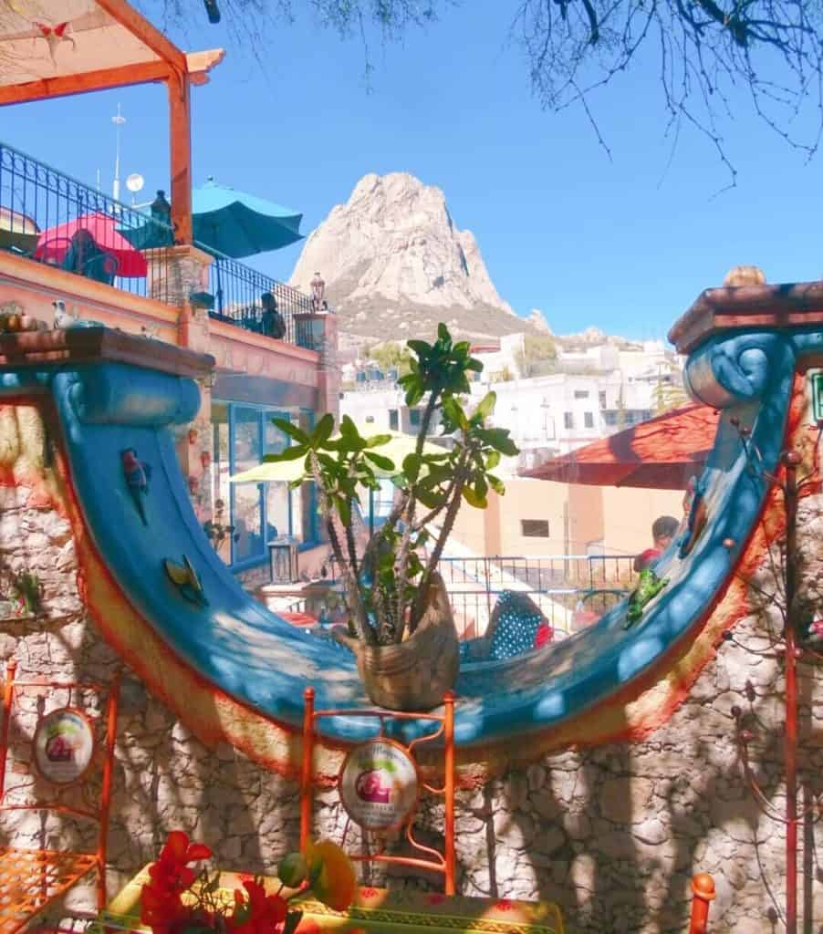 Pena de Bernal from Restaurante El Mesquite Queretaro 