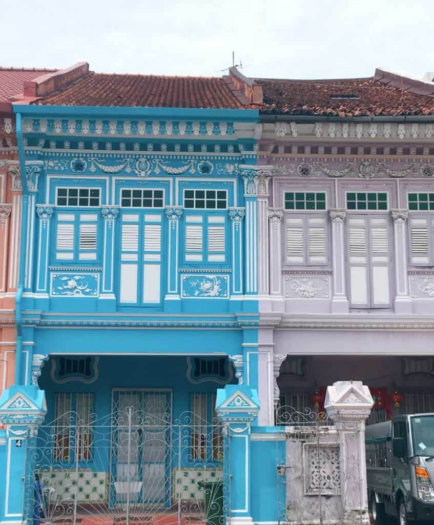 Blue and purple buildings Koon Seng Road