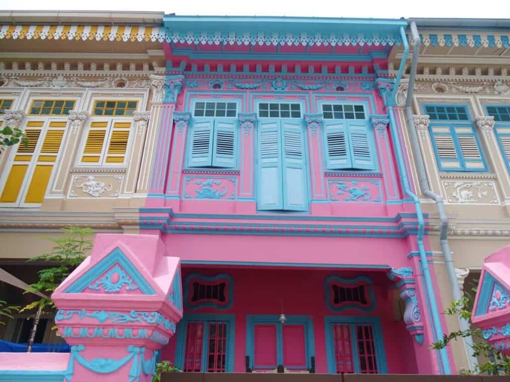 Pink and blue house Koon Seng Road