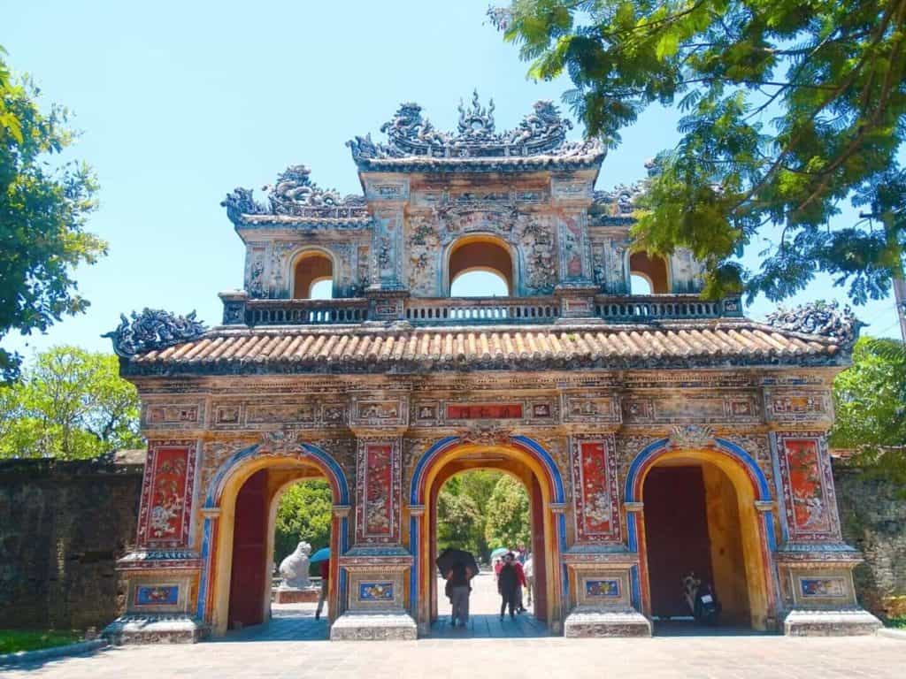 Colourful temple Imperial City Hue Vietnam