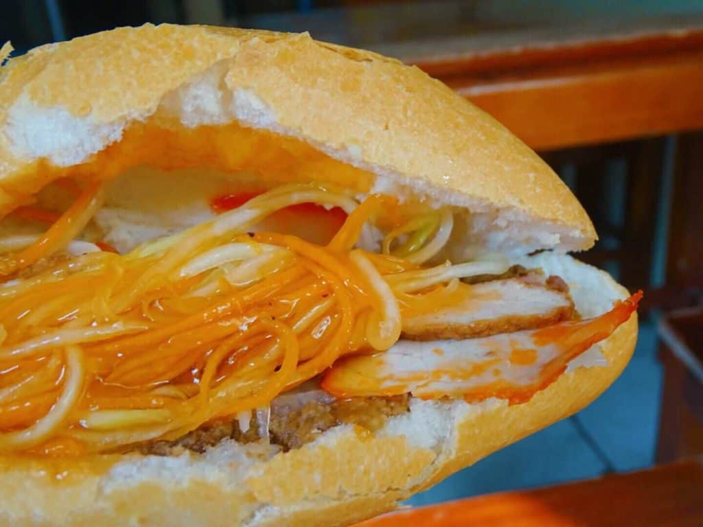 Banh mi with sweet child Tram Banh My Hanoi 