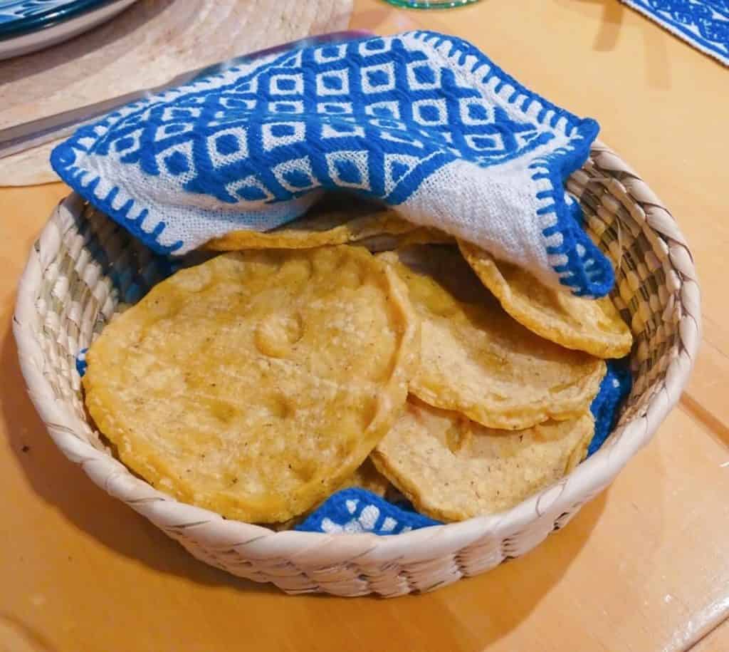 Basket of fresh sopes Aura Cocina Mexicana