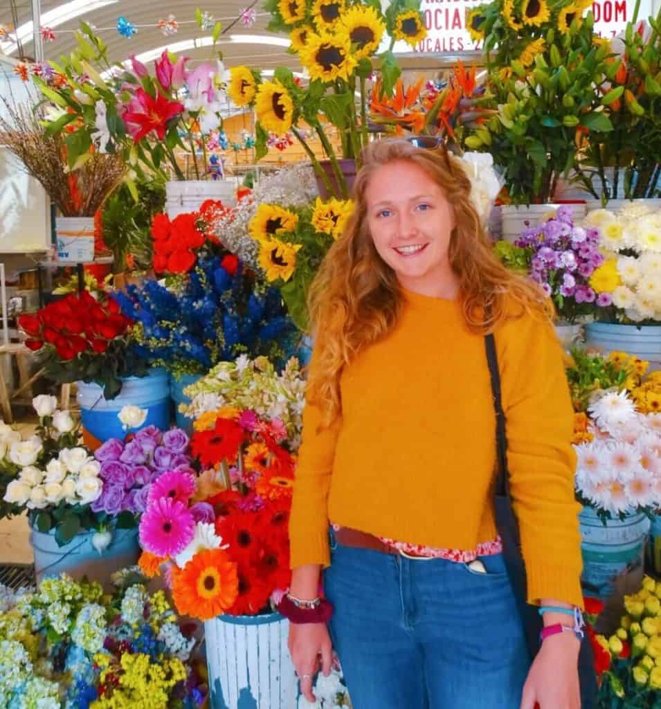 Flower display Mercado Medellin Mexico City