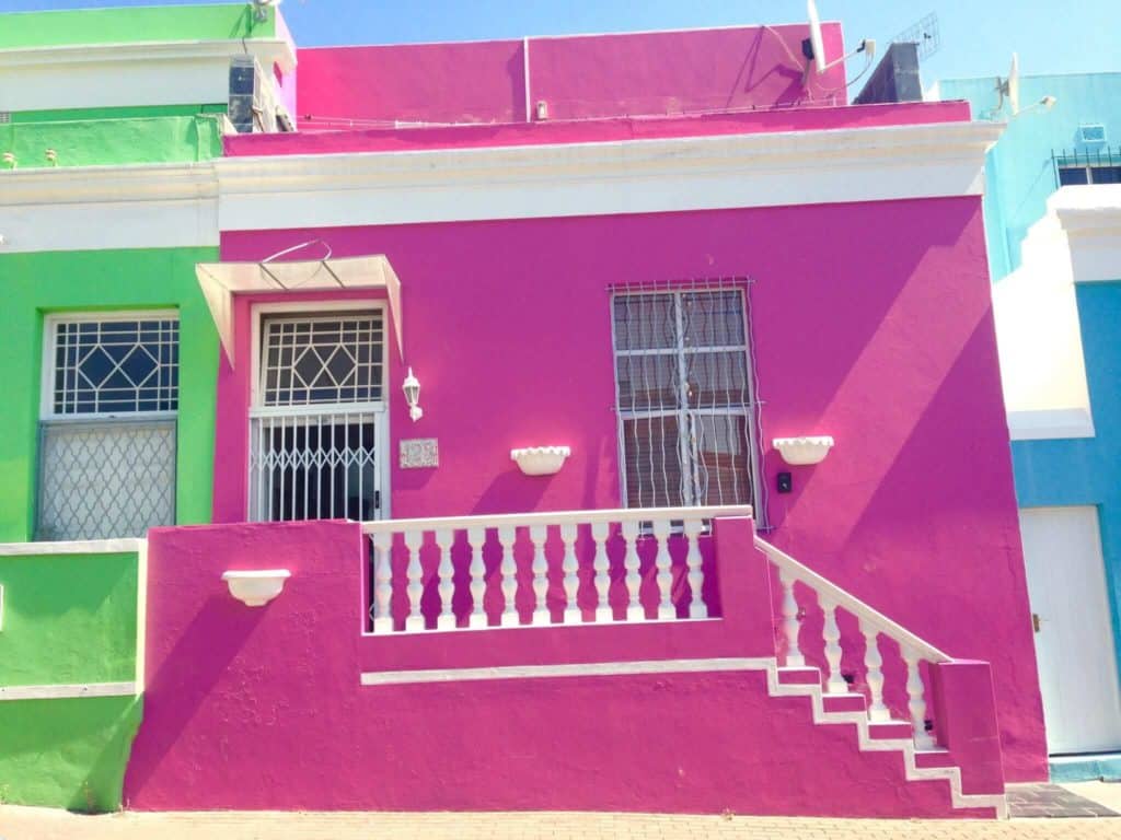 Pink and green houses Bo Kaap Cape Town
