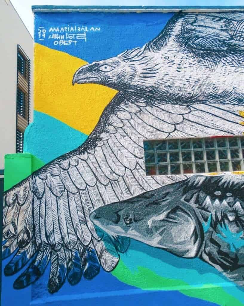 Bird and fish street art Bucharest