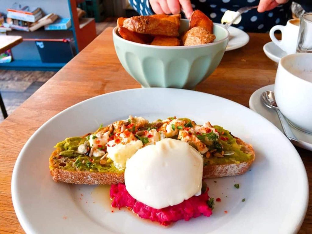 Egg feta and avocado on toast Handle Bar Cafe