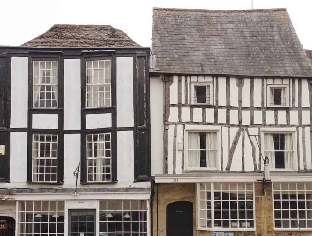 Timber buildings Burford England