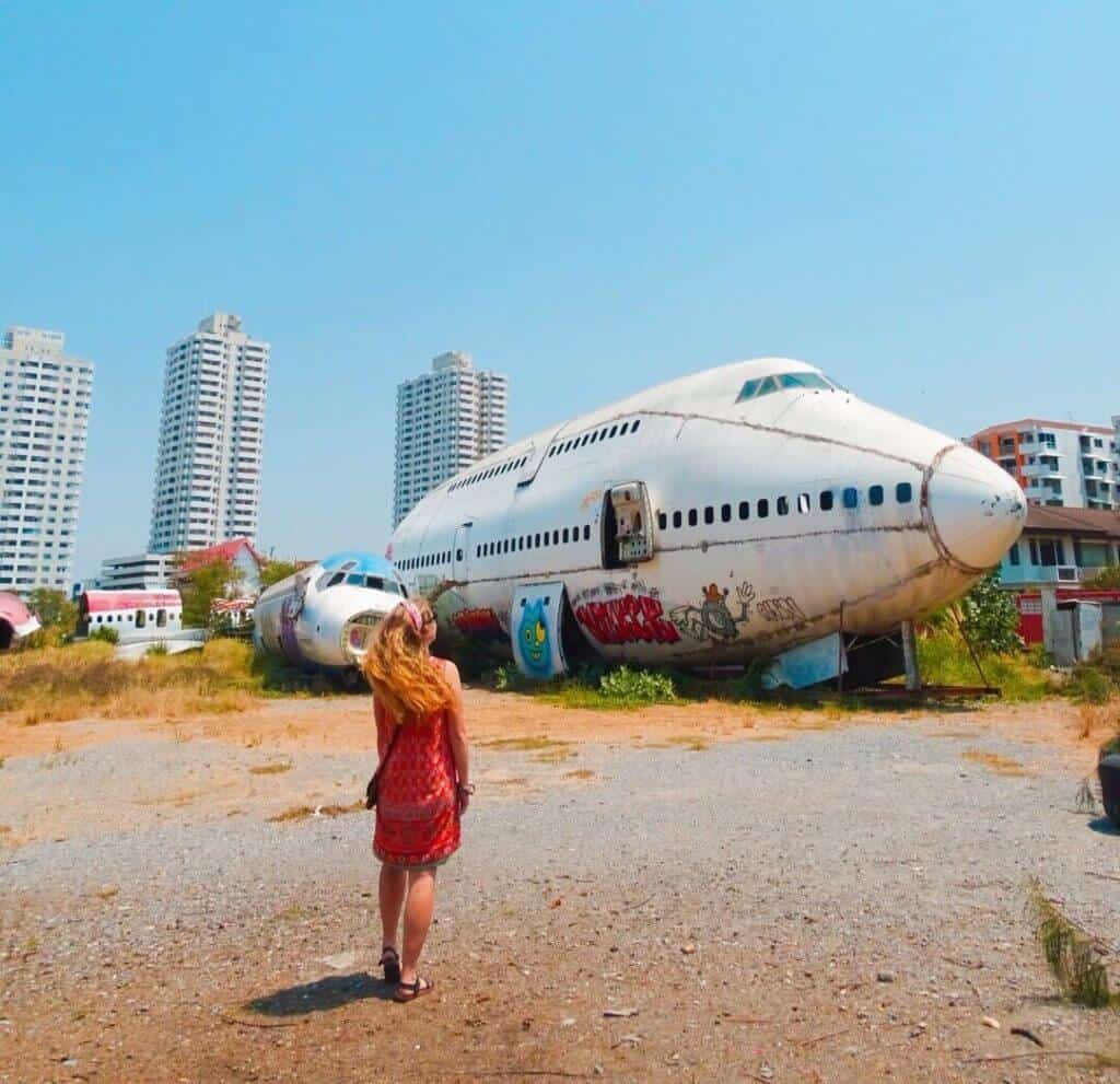 Solo travel pose Airplane Graveyard