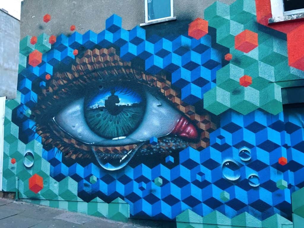Crying eye street art bristol