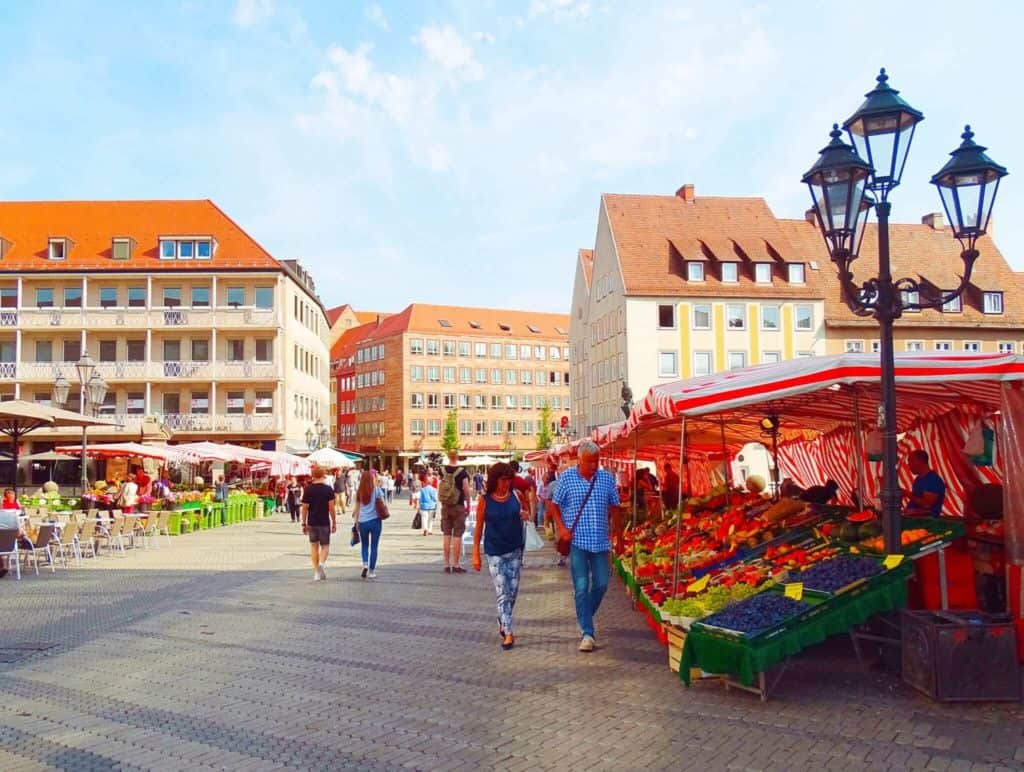 Shopping in Market Square Nuremberg