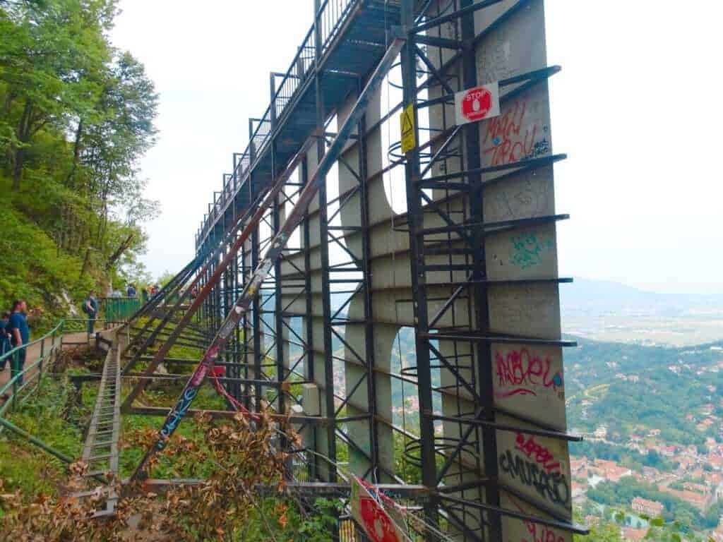 Behind the Brasov sign