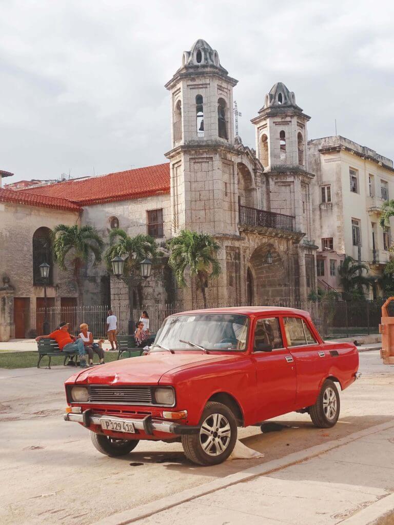 red car cuba travelling alone