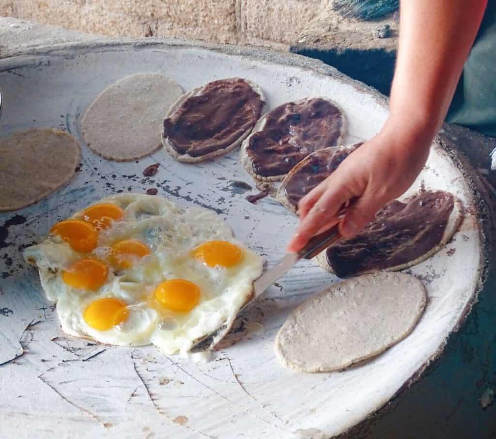 Eggs, tortillas and beans en route to Hierve el Agua