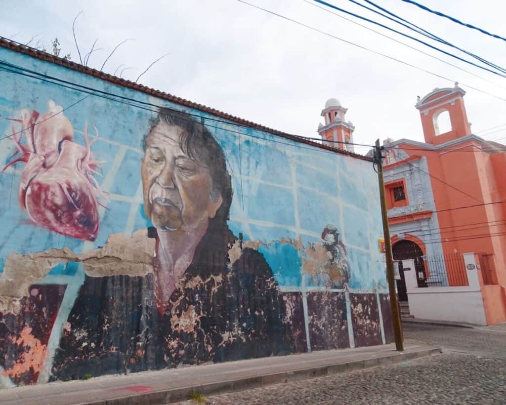 Street art of elderly woman Puebla