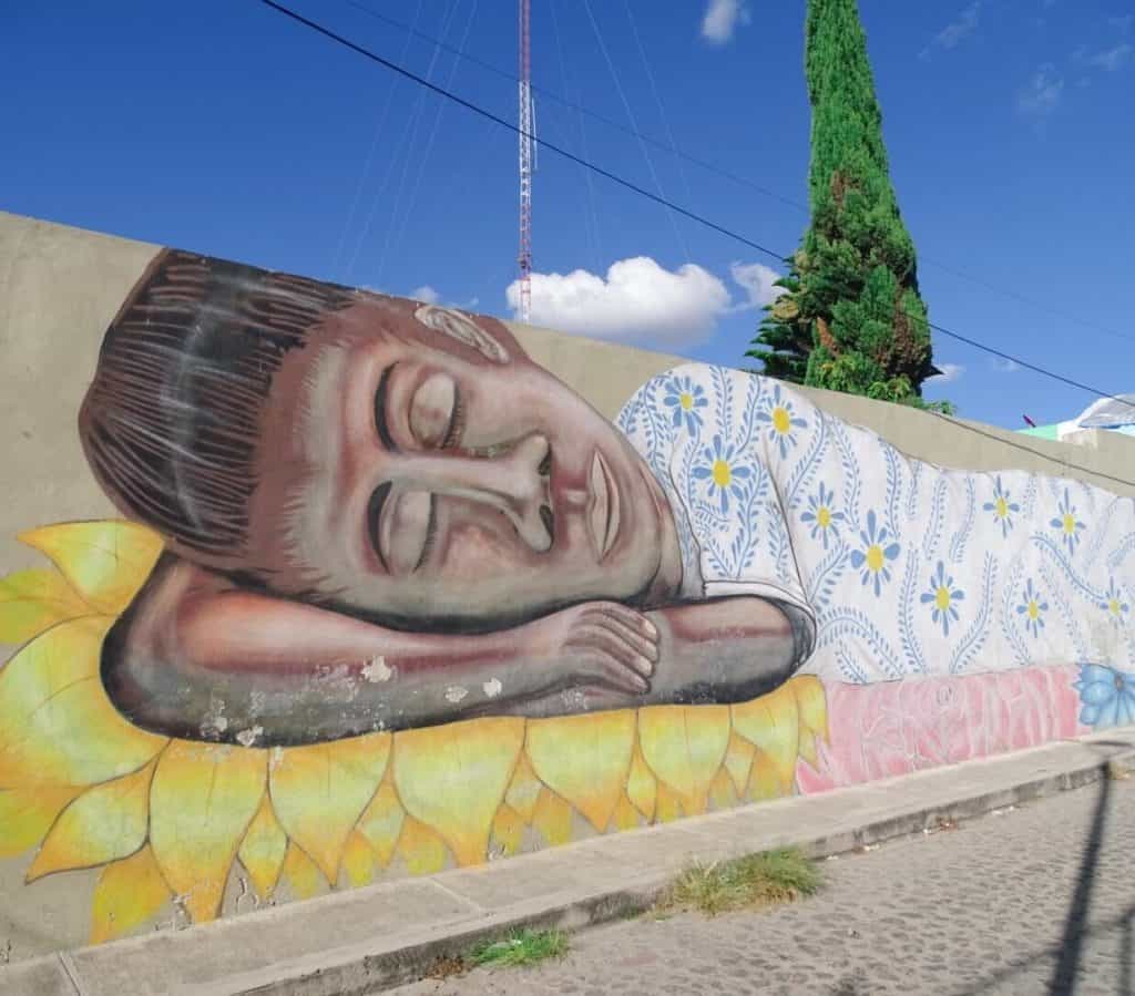 Street art of sleeping boy Xananetla