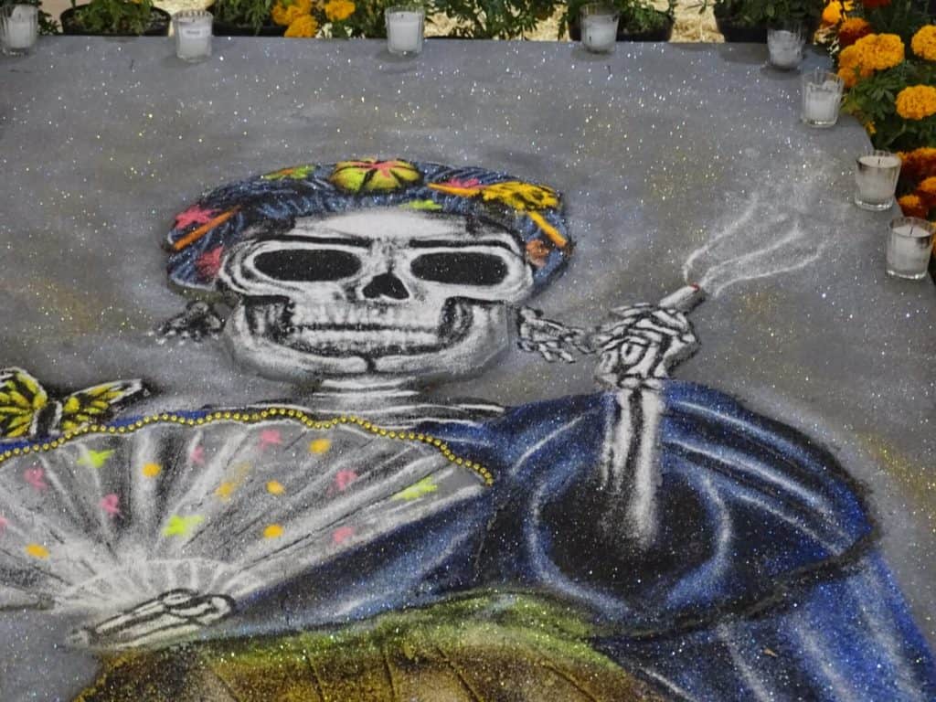 Sand mural oaxaca day of dead