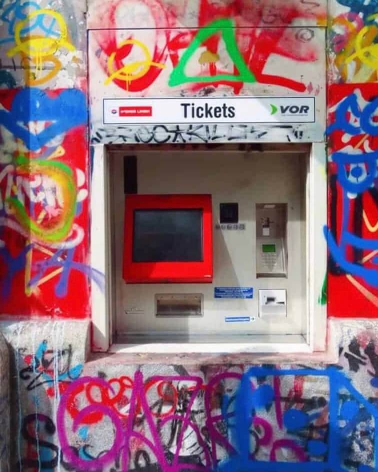 Graffiti ticket machine Vienna