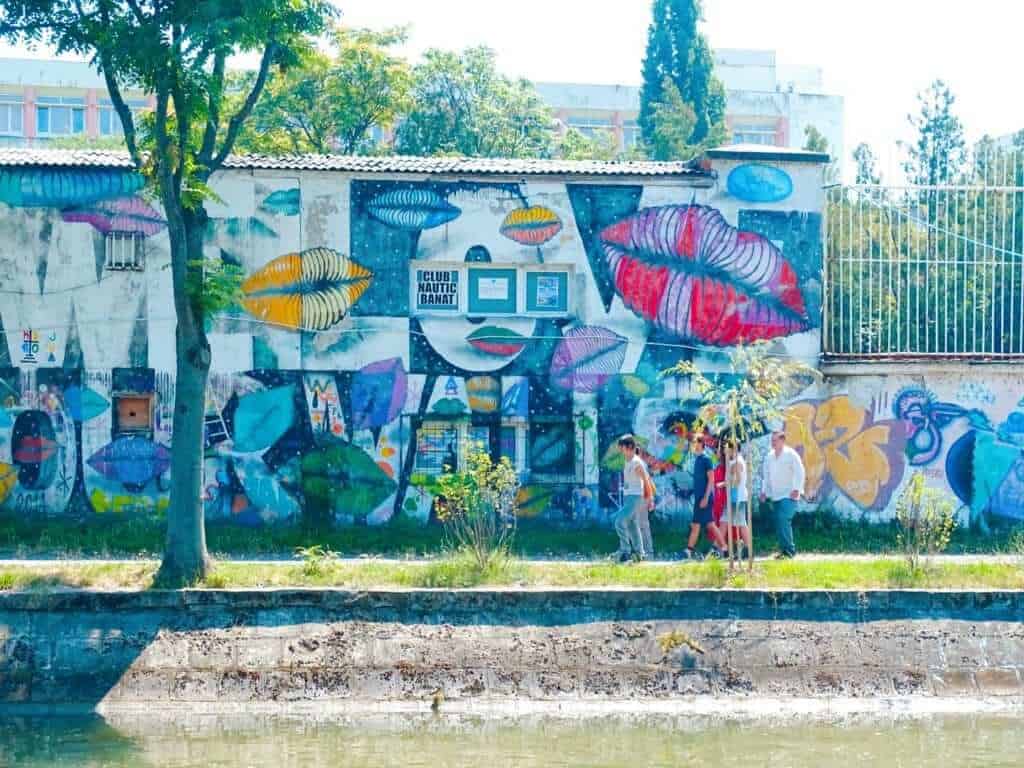 Street art along the river bank 