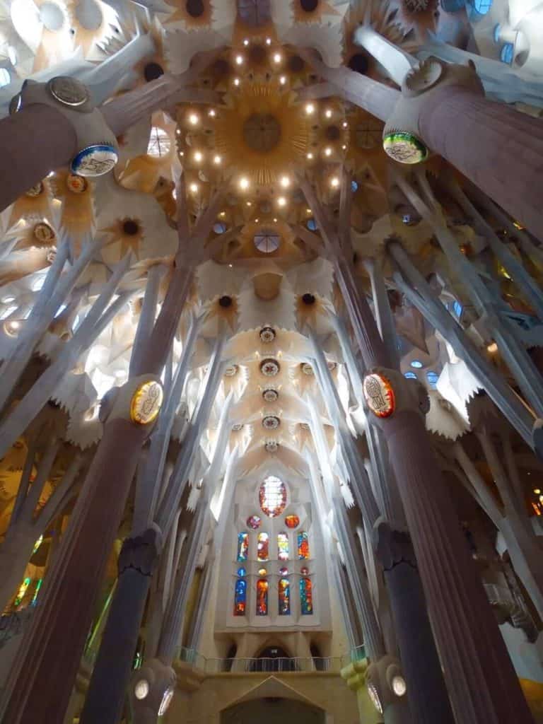 Interior of Sagrada Familia Barcelona