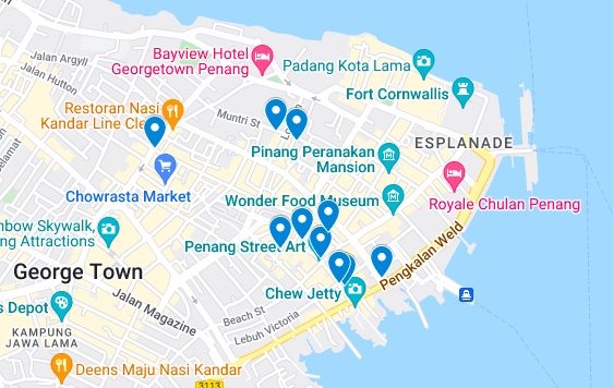 penang street art map