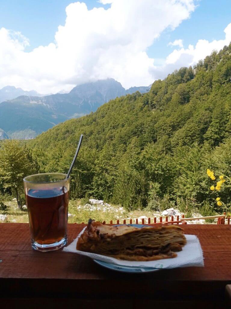 Coffee cake in cafe hiking theth albania