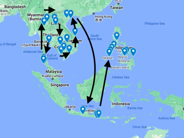 south asia travel route