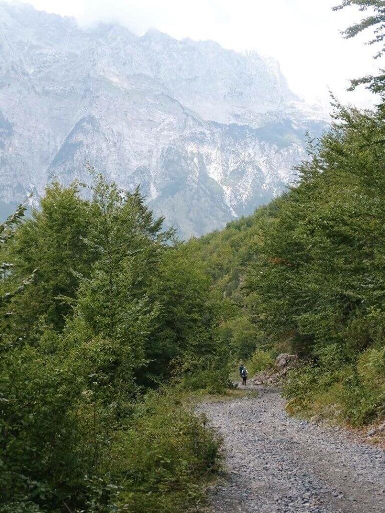 Gravel path approaching theth valbona hike 