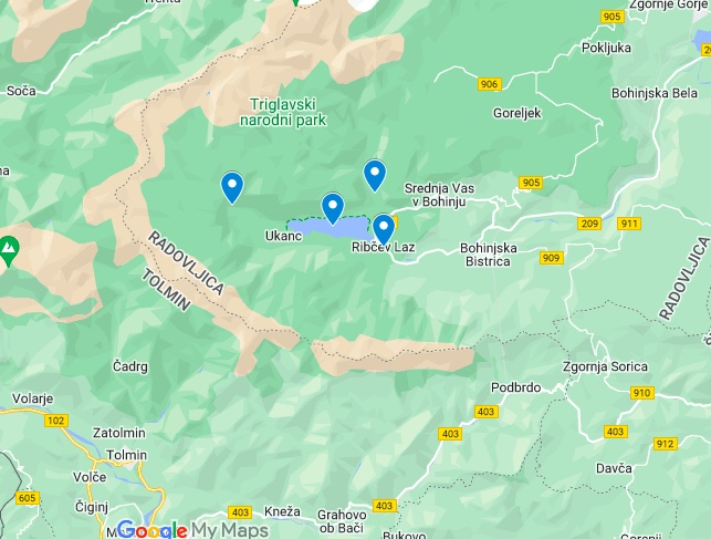 map lake bohinj slovenia 