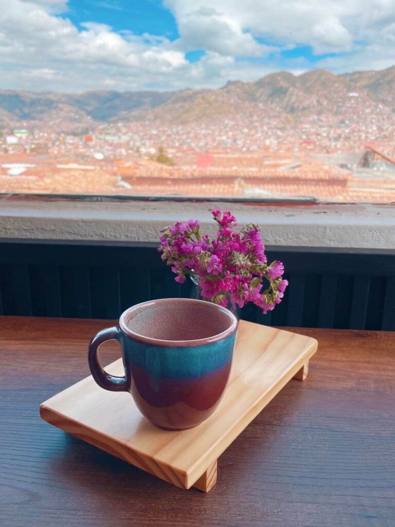 Espresso 18 cafe with views of cusco